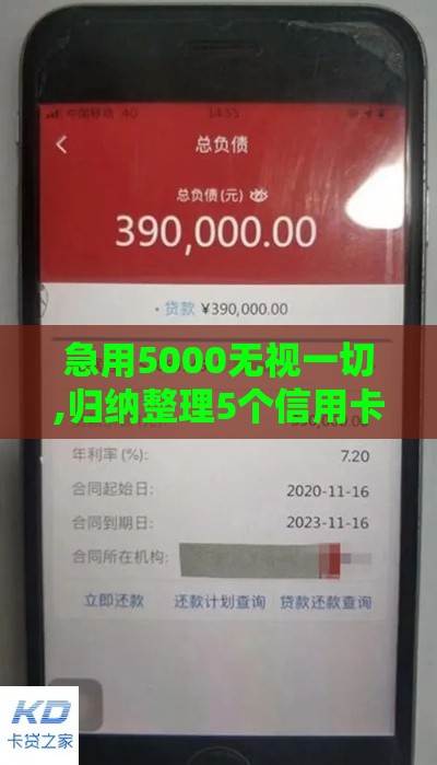 急用5000无视一切,归纳整理5个信用卡黑户下款口子