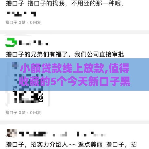 小额贷款线上放款,值得收藏的5个今天新口子黑户