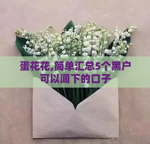 蛋花花,简单汇总5个黑户可以闻下的口子