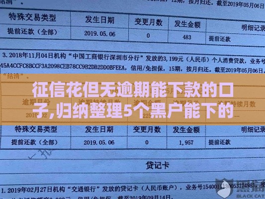 征信花但无逾期能下款的口子,归纳整理5个黑户能下的小贷口子