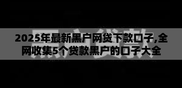 2025年最新黑户网贷下款口子,全网收集5个贷款黑户的口子大全