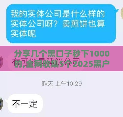 分享几个黑口子秒下1000的,全网收集5个2025黑户大口子