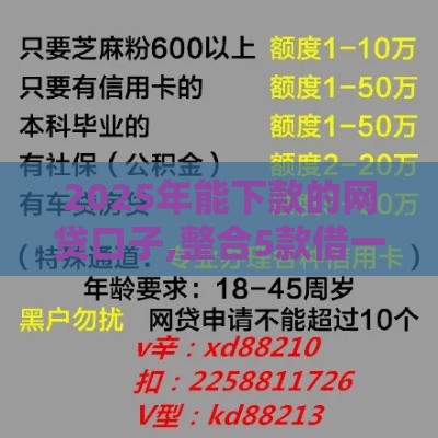 2025年能下款的网贷口子,整合5款借一万的黑户口子