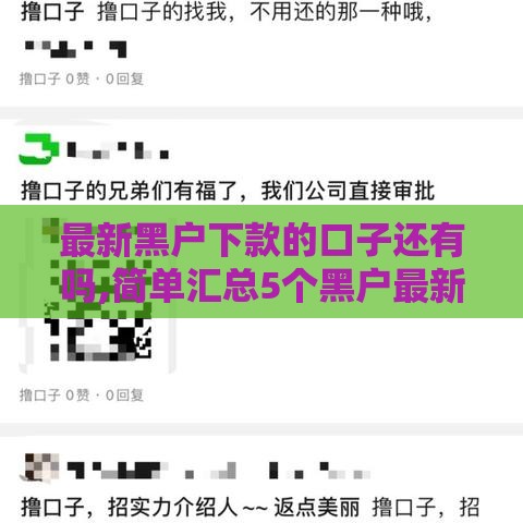 最新黑户下款的口子还有吗,简单汇总5个黑户最新小贷新口子