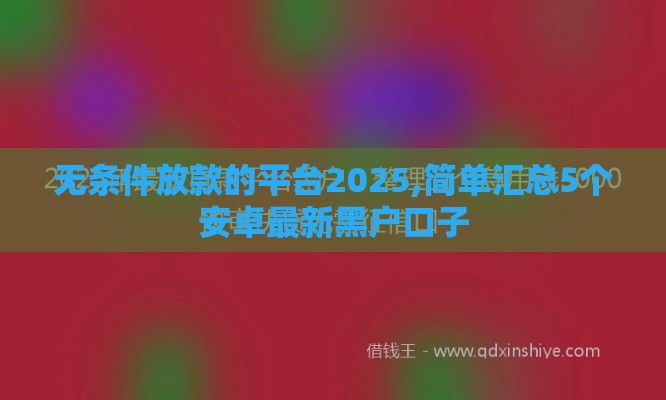 无条件放款的平台2025,简单汇总5个安卓最新黑户口子