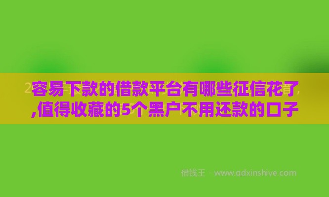 容易下款的借款平台有哪些征信花了,值得收藏的5个黑户不用还款的口子
