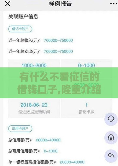 有什么不看征信的借钱口子,隆重介绍5个黑户千元借款口子
