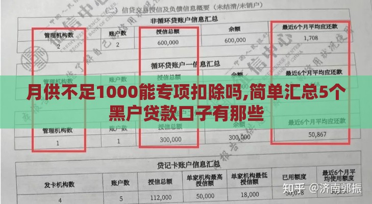 月供不足1000能专项扣除吗,简单汇总5个黑户贷款口子有那些