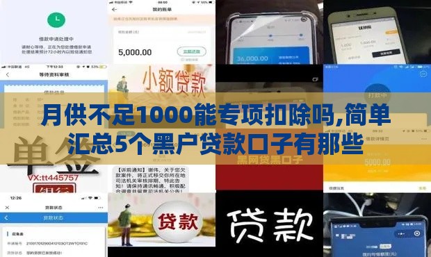 月供不足1000能专项扣除吗,简单汇总5个黑户贷款口子有那些