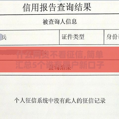 什么网贷不看征信,简单汇总5个谁有黑户新口子 什么网贷不看征信,简单汇总5个谁有黑户新口子
