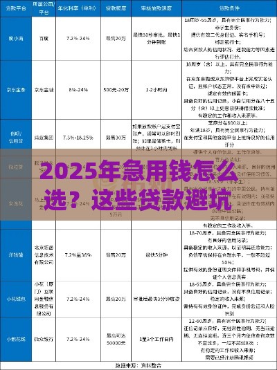 2025年急用钱怎么选？这些贷款避坑技巧必须知道