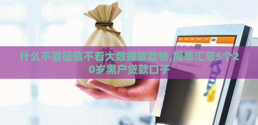什么不看征信不看大数据放款快,简单汇总5个20岁黑户贷款口子