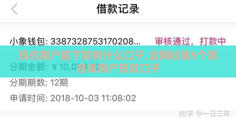 现在黑户能下款有什么口子,全网收集5个黑名单黑户贷款口子