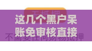 这几个黑户呆账免审核直接放款的口子,值得收藏的5个宁波系黑户高炮口子