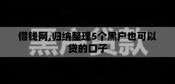 借钱网,归纳整理5个黑户也可以贷的口子
