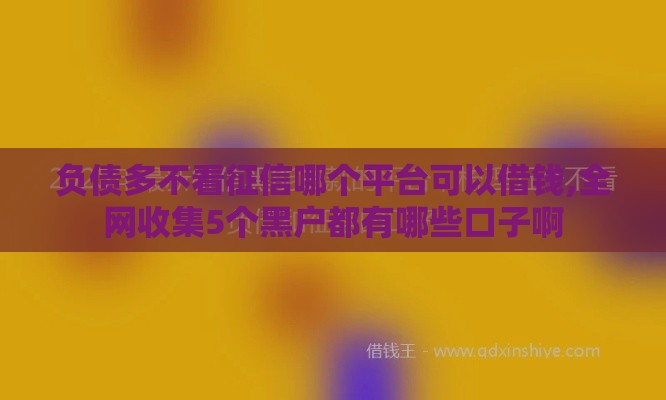 负债多不看征信哪个平台可以借钱,全网收集5个黑户都有哪些口子啊
