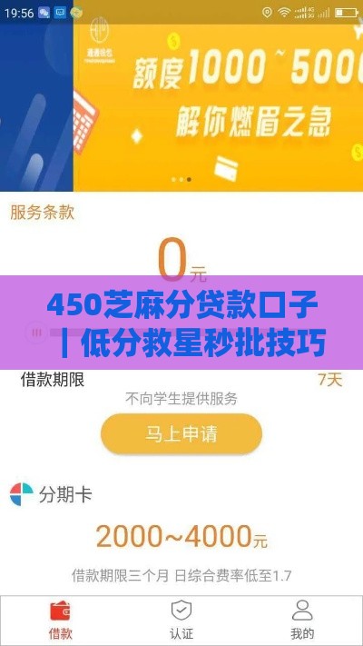 450芝麻分贷款口子｜低分救星秒批技巧公开