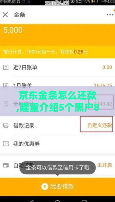 京东金条怎么还款,隆重介绍5个黑户8月口子