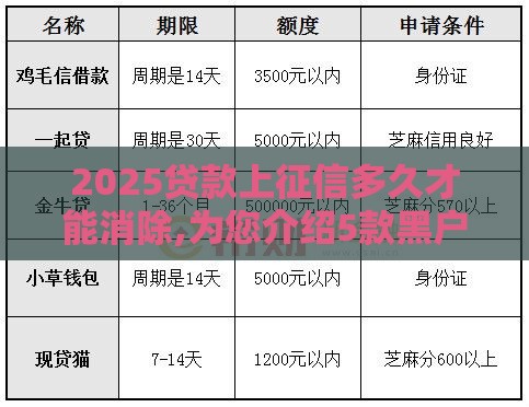 2025贷款上征信多久才能消除,为您介绍5款黑户用保单贷款口子 2025贷款上征信多久才能消除,为您介绍5款黑户用保单贷款口子