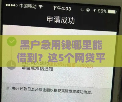 黑户急用钱哪里能借到？这5个网贷平台或许能应急！