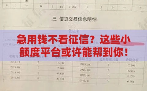 急用钱不看征信？这些小额度平台或许能帮到你！