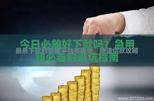 今日必放好下款吗？急用钱必看的避坑指南