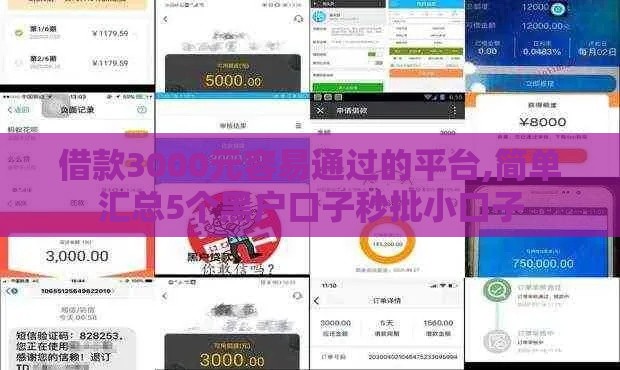 借款3000元容易通过的平台,简单汇总5个黑户口子秒批小口子