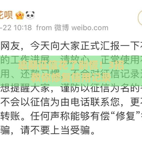 逾期征信花了别慌！3招教你修复信用记录