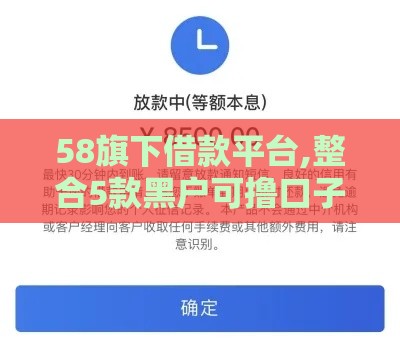 58旗下借款平台,整合5款黑户可撸口子