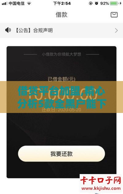 借贷平台加盟,精心分析5款全黑户能下款的口子