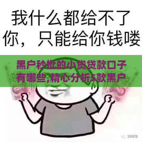 黑户秒批的小贷贷款口子有哪些,精心分析5款黑户贷款app口子