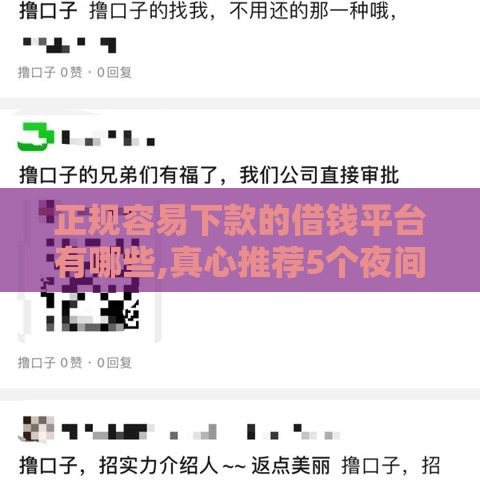 正规容易下款的借钱平台有哪些,真心推荐5个夜间黑户包下的口子
