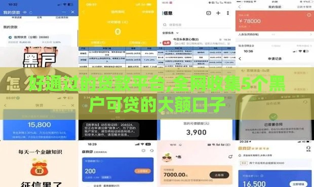 好通过的贷款平台,全网收集5个黑户可贷的大额口子