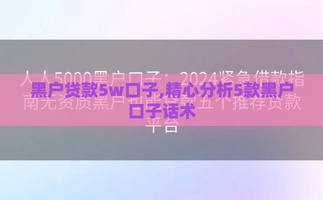 黑户贷款5w口子,精心分析5款黑户口子话术