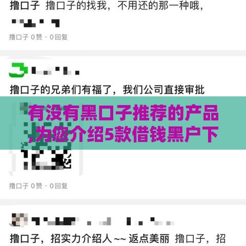 有没有黑口子推荐的产品,为您介绍5款借钱黑户下款口子