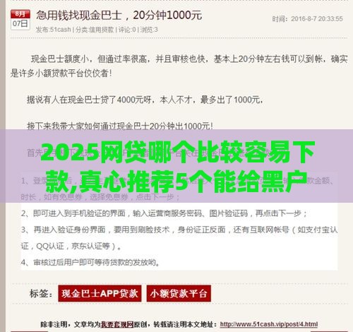 2025网贷哪个比较容易下款,真心推荐5个能给黑户下款的口子