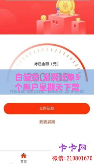 白猫贷,全网收集5个黑户星期天下款口子