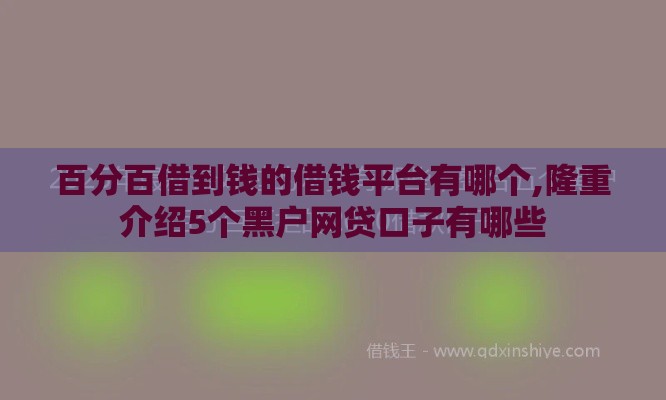 百分百借到钱的借钱平台有哪个,隆重介绍5个黑户网贷口子有哪些