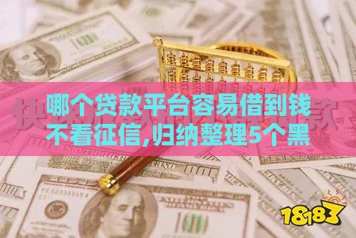 哪个贷款平台容易借到钱不看征信,归纳整理5个黑户容易通过的口子