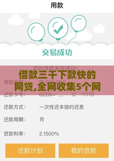 借款三千下款快的网贷,全网收集5个网上黑户贷款口子