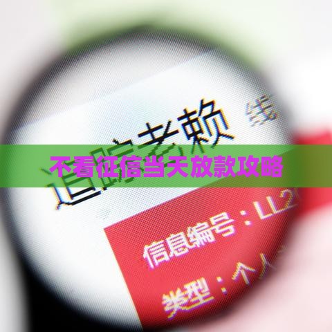 不看征信当天放款攻略