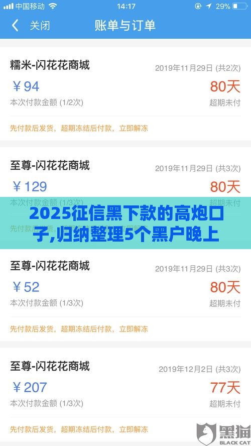 2025征信黑下款的高炮口子,归纳整理5个黑户晚上下款的口子