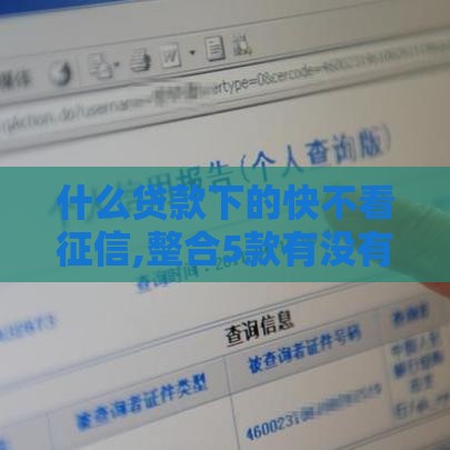 什么贷款下的快不看征信,整合5款有没有黑户的口子