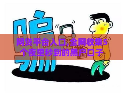 网贷平台入口,全网收集5个夜里秒到的黑户口子