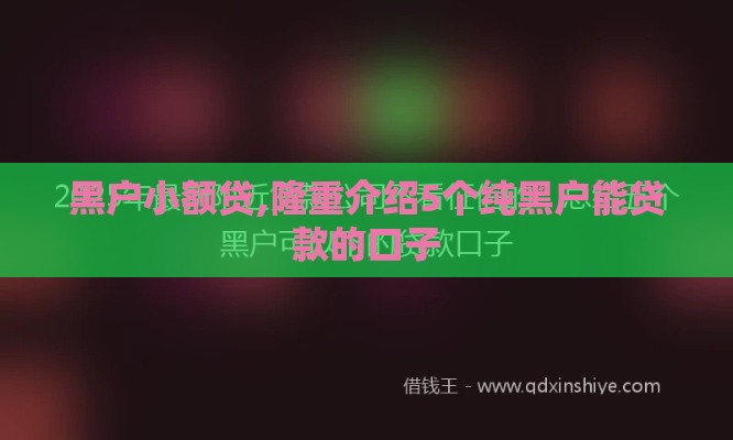 黑户小额贷,隆重介绍5个纯黑户能贷款的口子