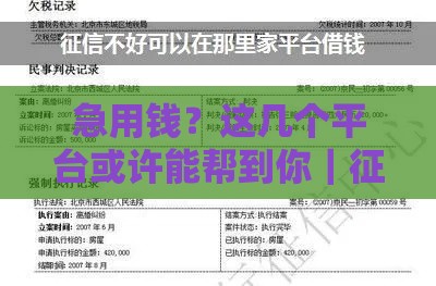 急用钱？这几个平台或许能帮到你｜征信不好也能借钱