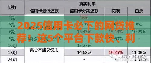 2025信用卡必下的网贷推荐！这5个平台下款快、利率低