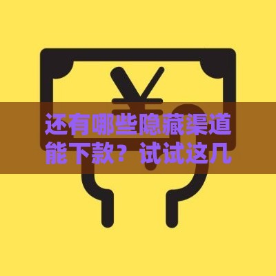 还有哪些隐藏渠道能下款？试试这几个方法