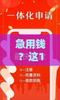 急用钱？这18个贷款口子低门槛秒下款，手慢无！