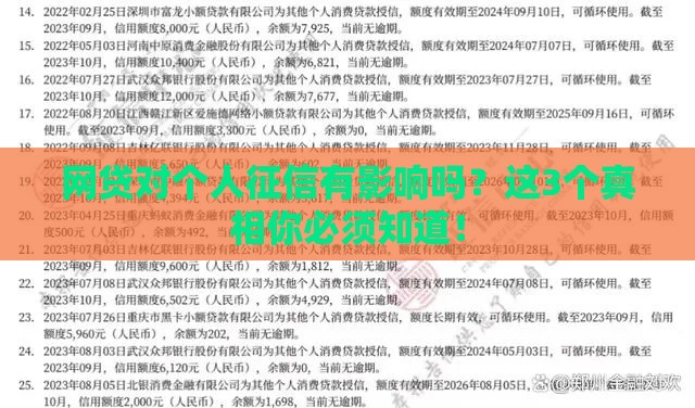 网贷对个人征信有影响吗？这3个真相你必须知道！